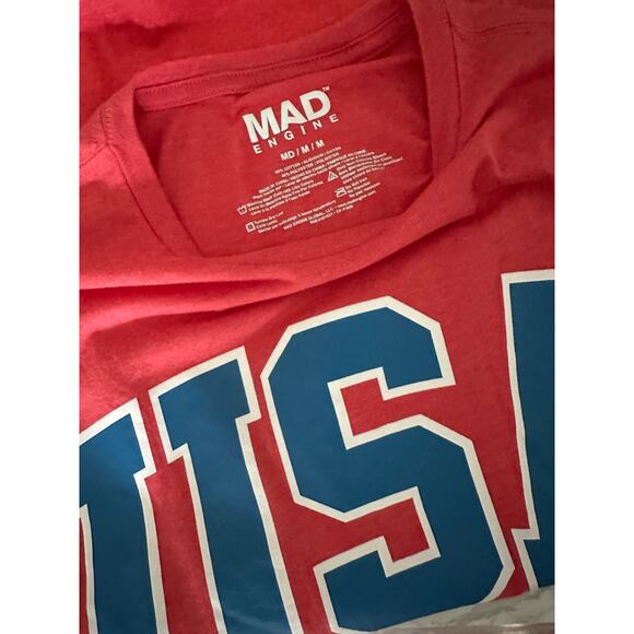 USA America Mad Engine Medium Red Tee T-Shirt Short Sleeve Election Patriotic - Picture 5 of 5